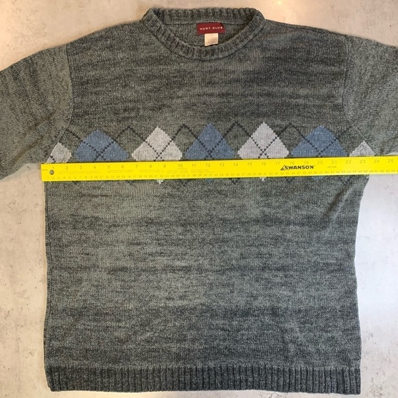 Vintage Hunt Club Crewneck Argyle  Knitted Sweater, Size L - Picture 4 of 5